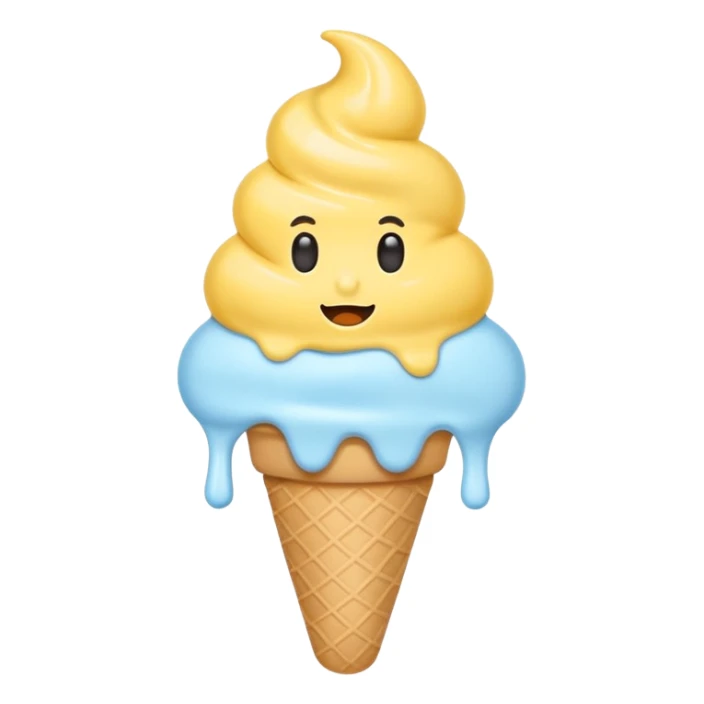 Ice cream emoji, pastel blue & yellow palette
Flat vector, minimal, cute emoji style sticker