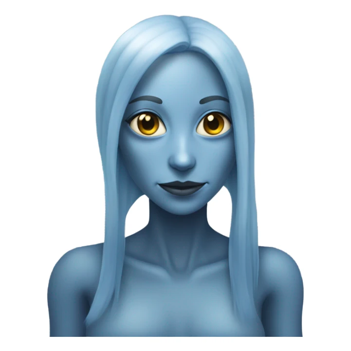 a grey alien woman full body,blue hair sticker