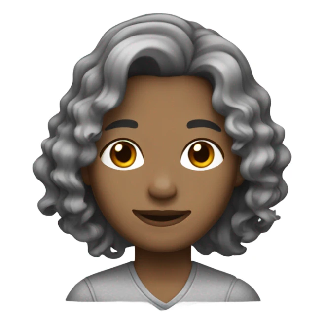 shoulder length wavy brown and grey  hair sticker