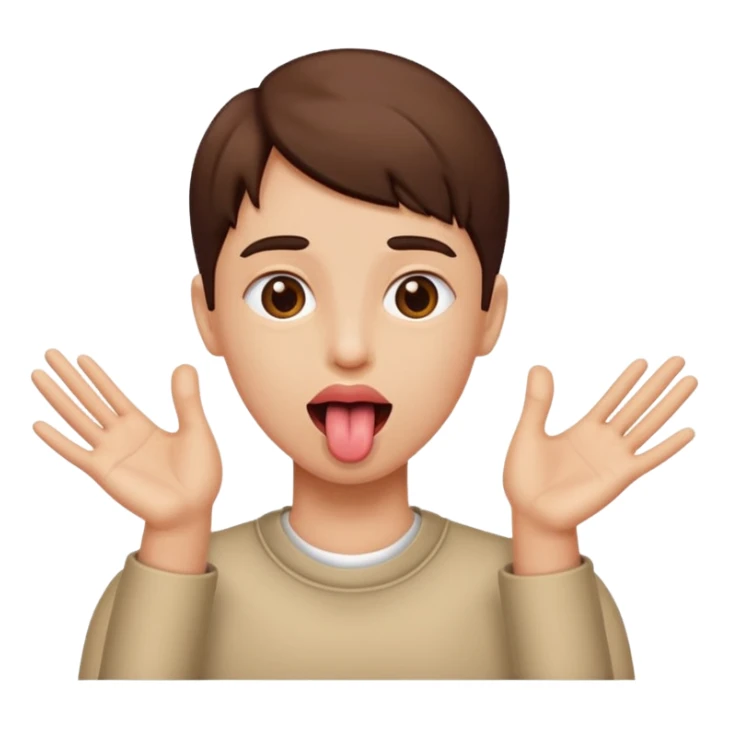 Tongue out with the hands to the side sticker