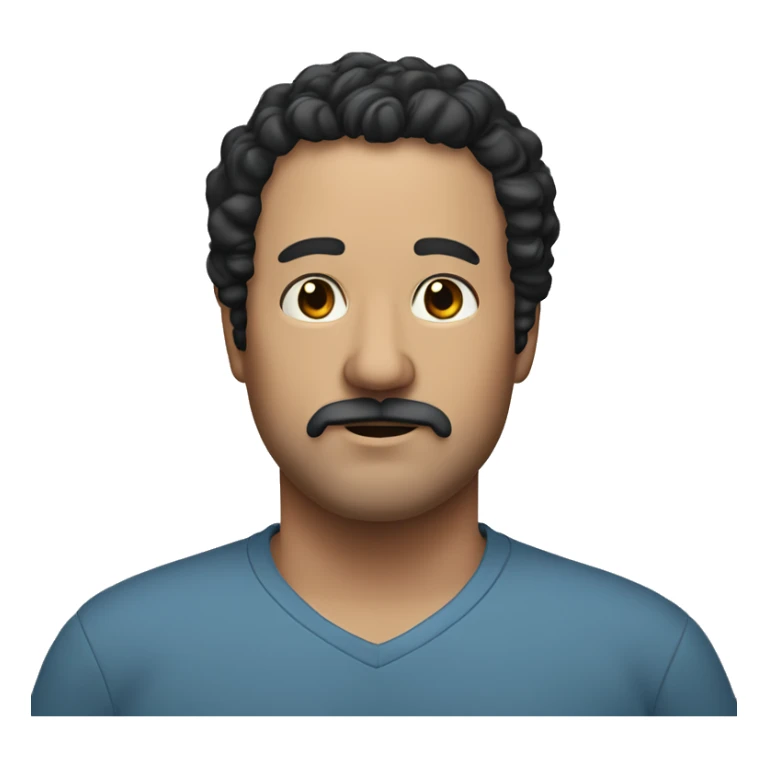 A slightly overweight middle-aged man with a minimal black beard and black curly hair. sticker
