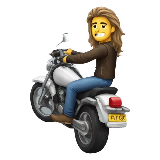 Long haired male on motorbike sticker