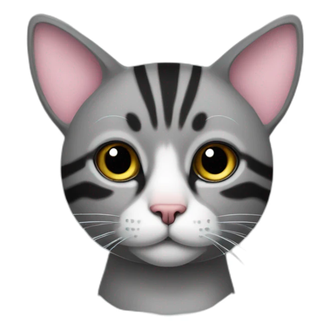 a gray beehive cat whose nose is pink and black but has no pattern all over its body sticker