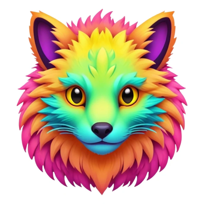 Exotic futuristic lush warm-colored neon Fakémon-creature (full body) sticker