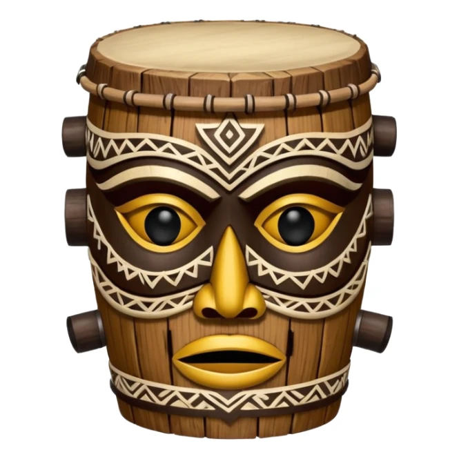Drum Mask – Mask shaped with drum top, tribal style. sticker