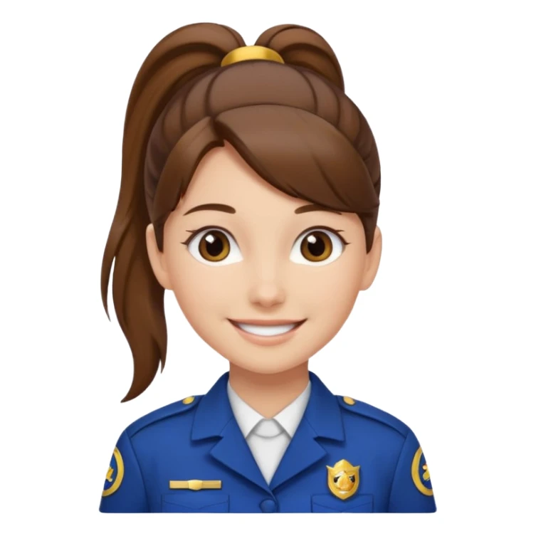 Young Female: ponytail brown haiir, wearing uniform, white skin sticker