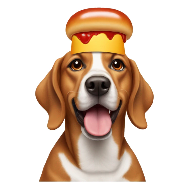 Dog wearing a hotdog hat sticker