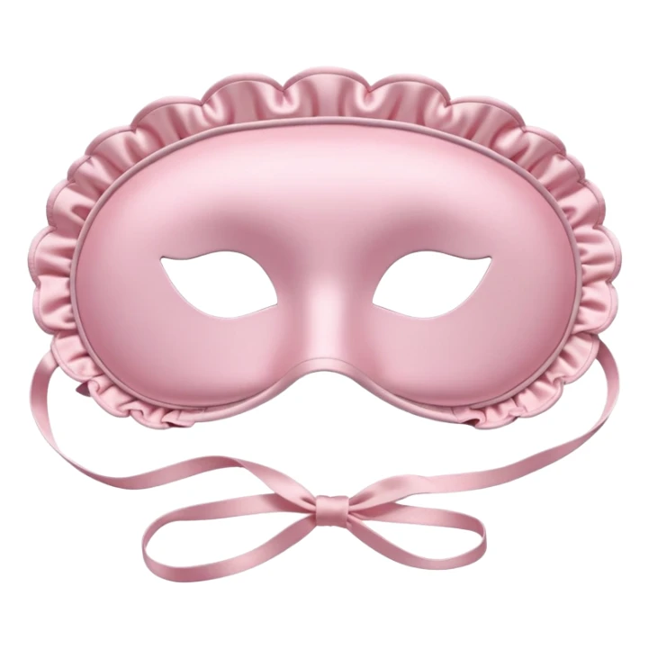 Powder pink sleep mask, satin, frilly, no eyes sticker