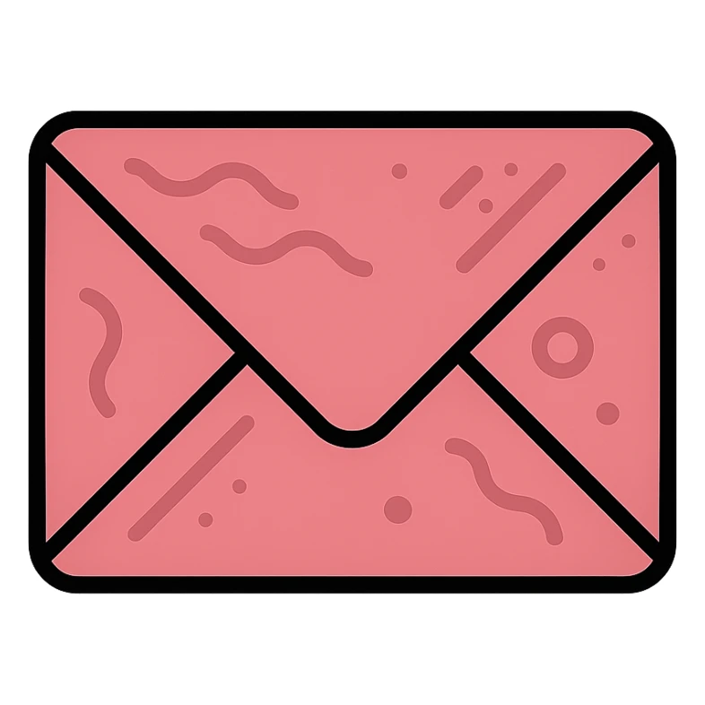 icon of a rose-colored cardboard envelope with embossed surface, modern and clear lines sticker