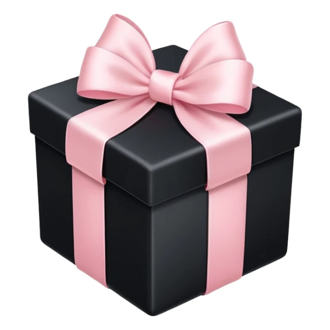Realistic black gift box with light pink bow sticker
