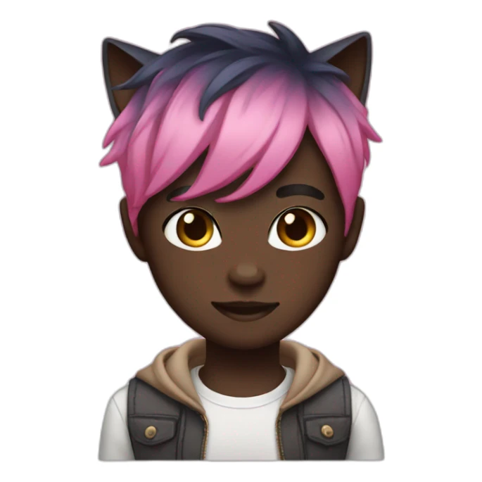 dark skin catboy with pink hair sticker