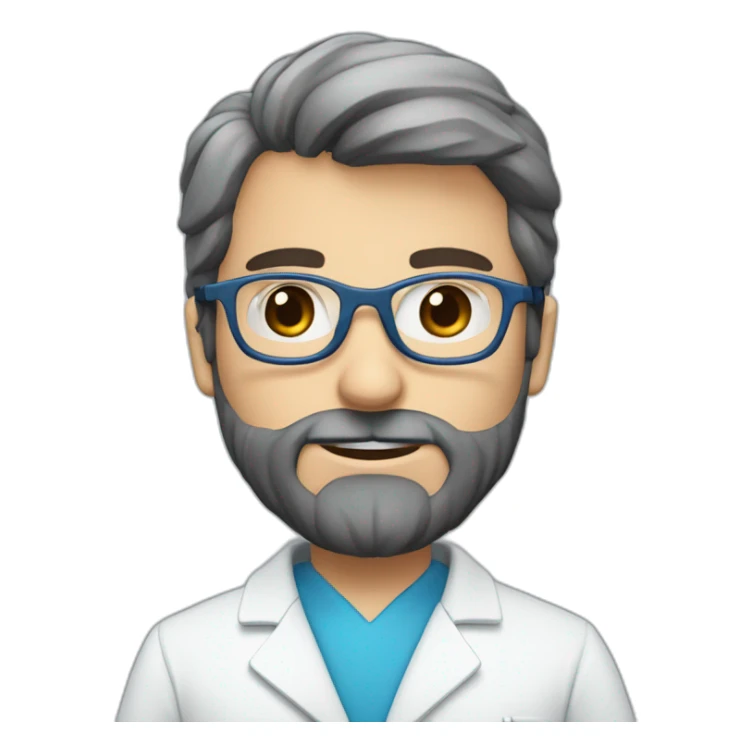 Doctor rubio con lentes azules, barba blanca sticker