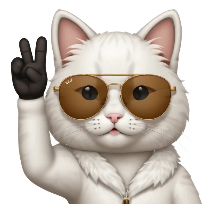a cat wearing sunglasses a saying peace out on his head there would be written peace out and he will do the pose for peace out sticker