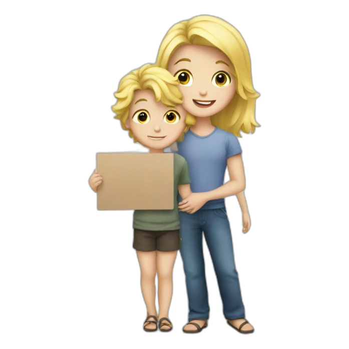 a young blond boy holding a sign Vivien sticker