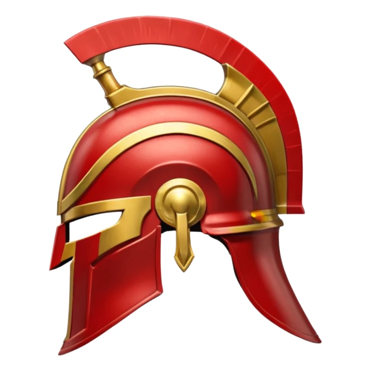 Side view of a gold and red Spartan helment sticker