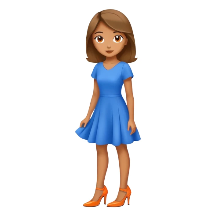 a girl wearing a blue dress with orange heels sticker