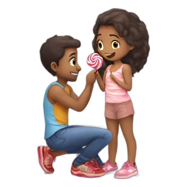 Request ➝  Draw me : girl on her two knees ready to eat a lollipop side view man sticker