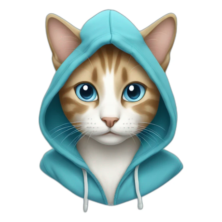 Cat in hoodie blue eyes sticker