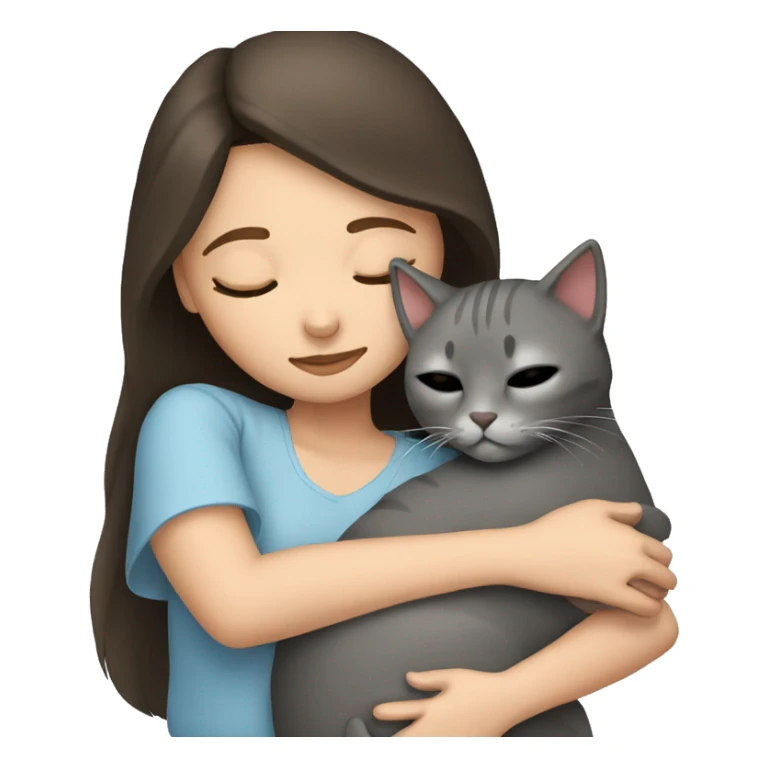 Brunette girl  sleeping with grey cat  sticker