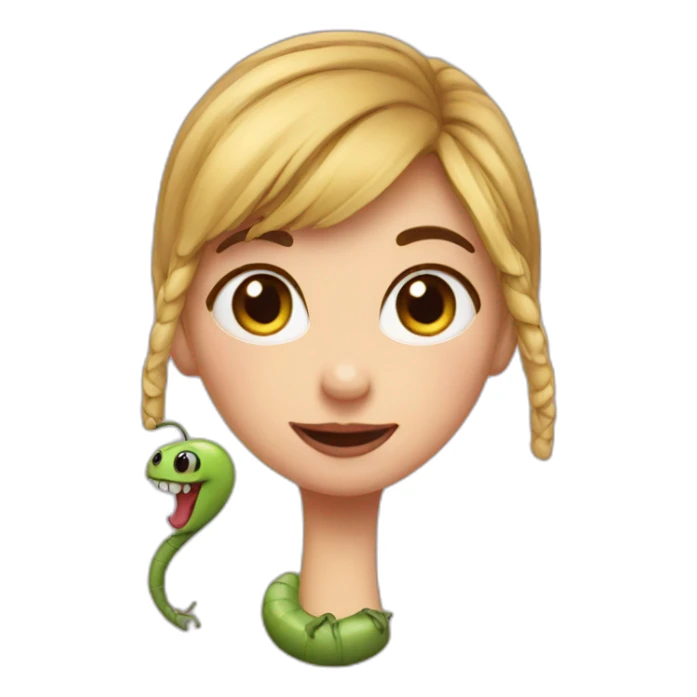 girl in love with worm sticker