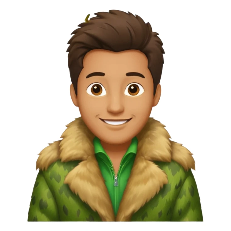 male in green fur coat  sticker