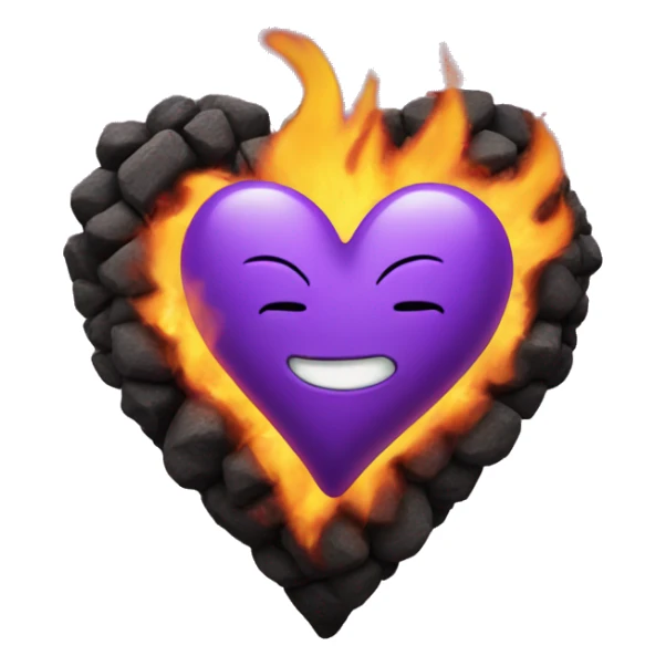 heart, fire, sizzling purple colour. sticker