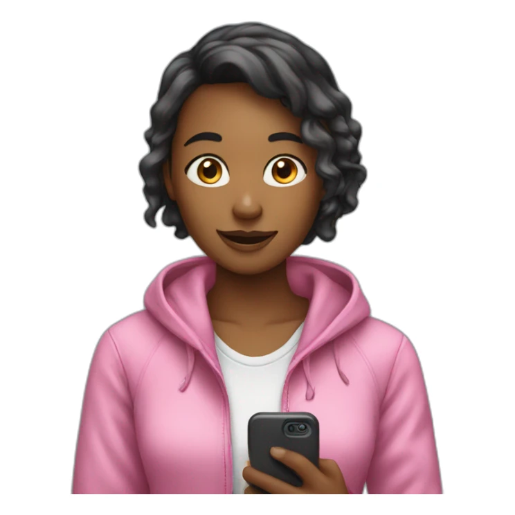 the girl in pink with the phone sticker