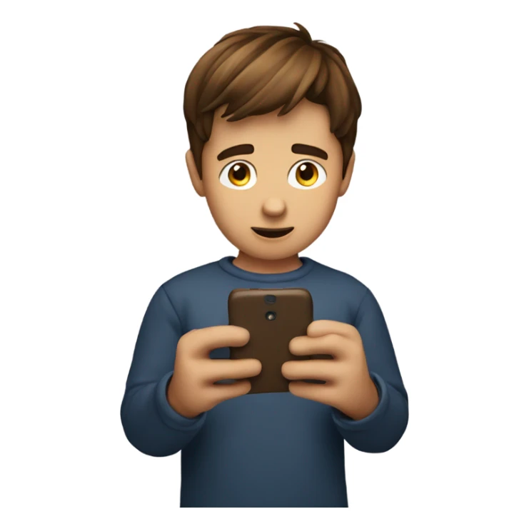 Brown hair boy watching his phone sticker