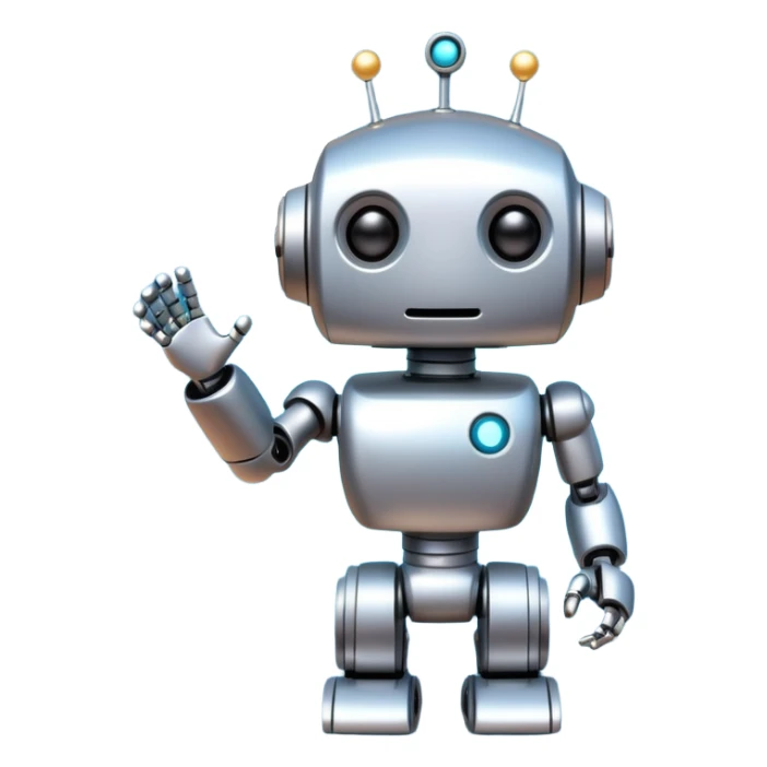 playful robot with a speech bubble saying 'AI', surrounded by sparkles, representing uncensored AI sticker