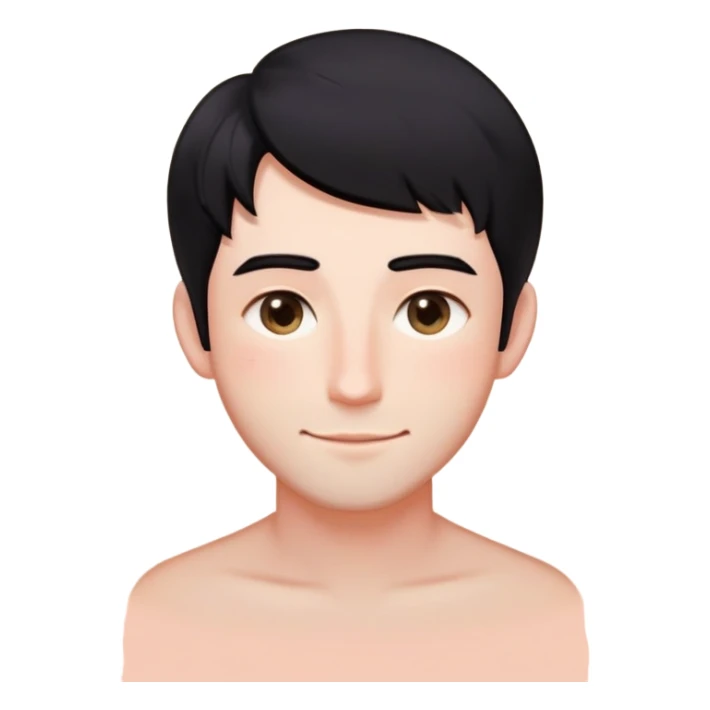 Male Design   Hair - Black textured crop cut with natural flow Face Shape - Oval contour with soft blush gradients Eyes - Left eye : Almond-shaped eye with sparkle highlights | Right eye  replaced with Glowing five-point star symbol (✨) Expression - Playful smirk with slight dimple sticker