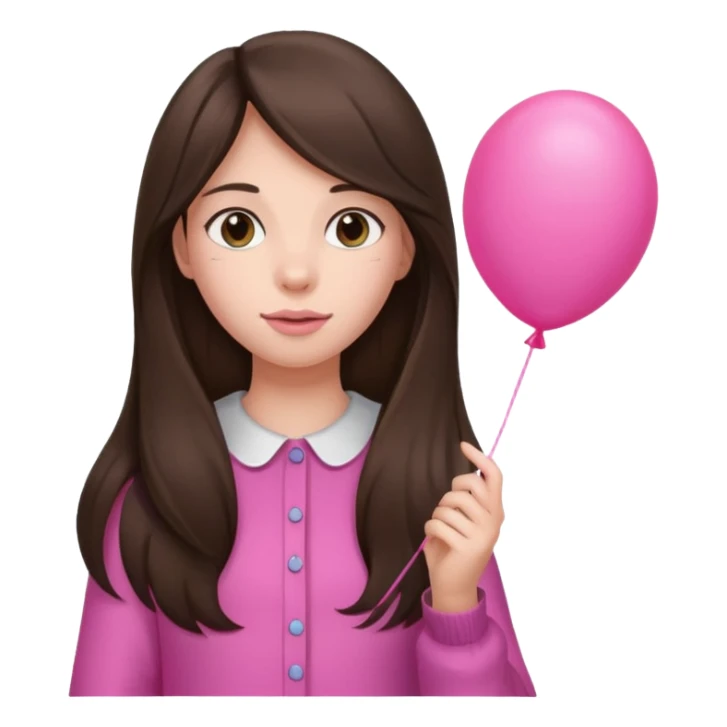 brunette long hair girl with pink baloon sticker
