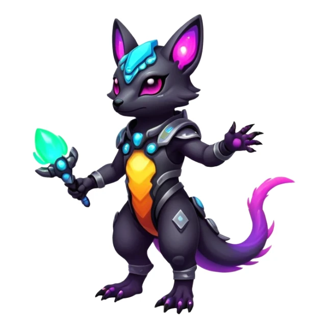 Epic Edgy Cute Colorful Vibrant Dark Nebula Modern Vernid-Protogen-creature-animal, full body sticker