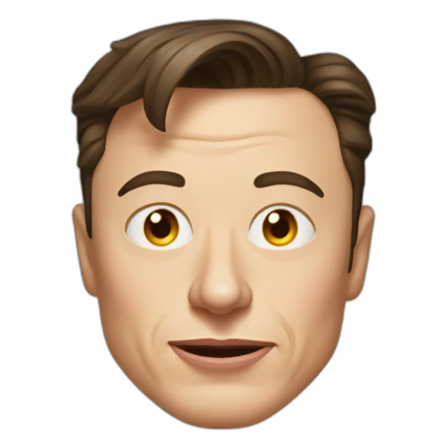 elon musk with an unsettlingly warped face sticker