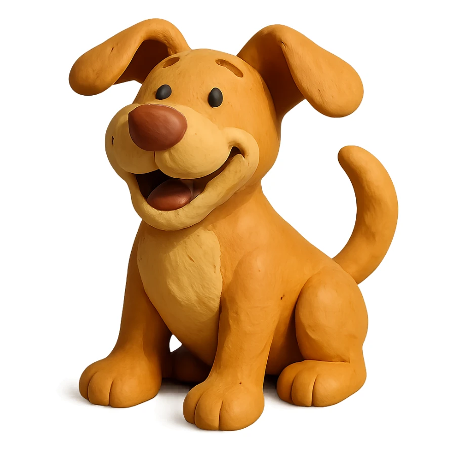 happy dog in claymation style sticker
