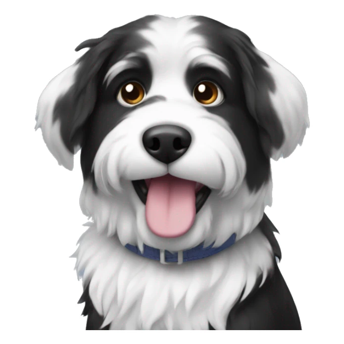 furr bobtail dog black and white  sticker