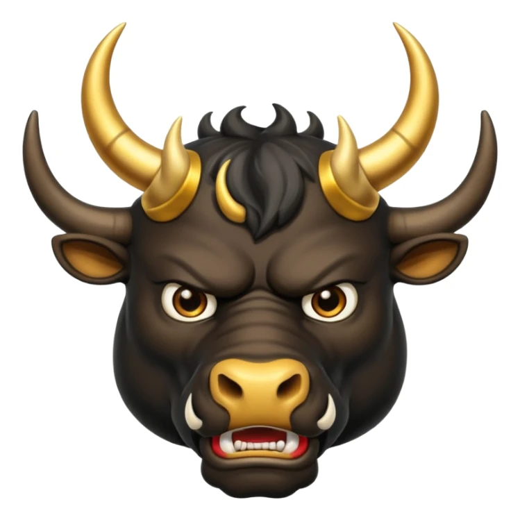 black angry powerful bull with golden horns emoji sticker