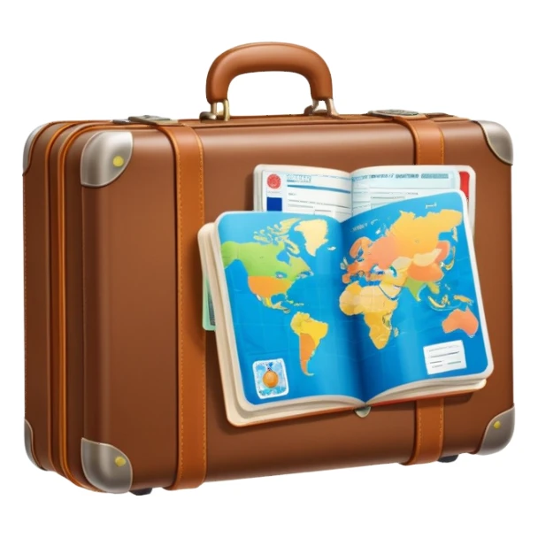 travel itinerary with suitcase and passport, no text or letters sticker