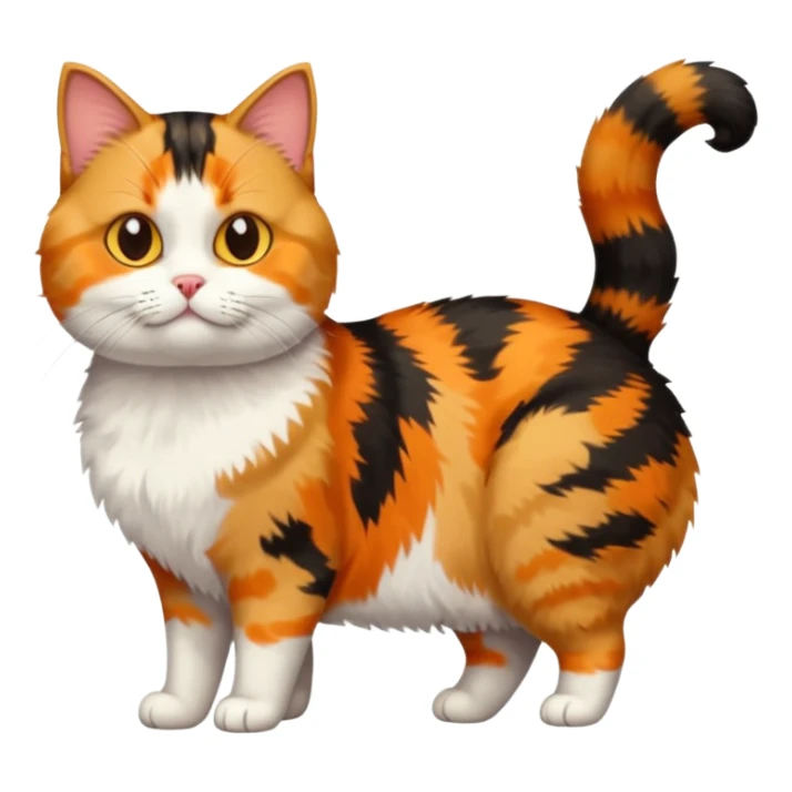 full body calico tabby cat with tiny head and fat body sticker