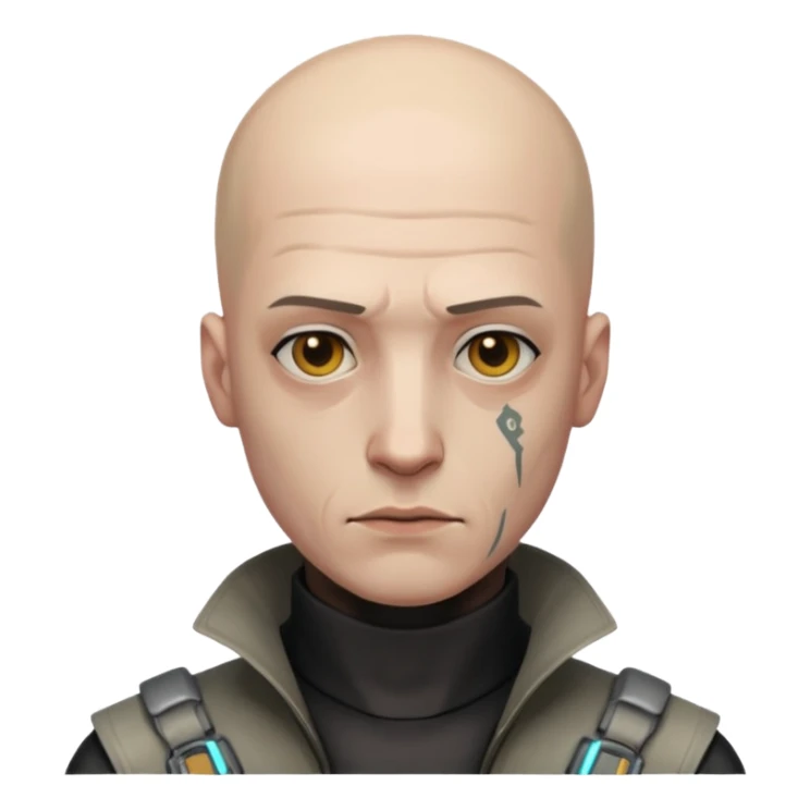 cyberpunk poor man whihout hair sticker