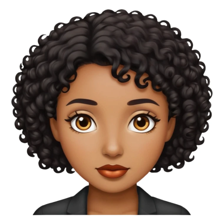 Woman with brown skin, short dark black curly hair sticker