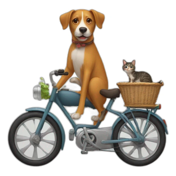 dog in bike with a cat sticker