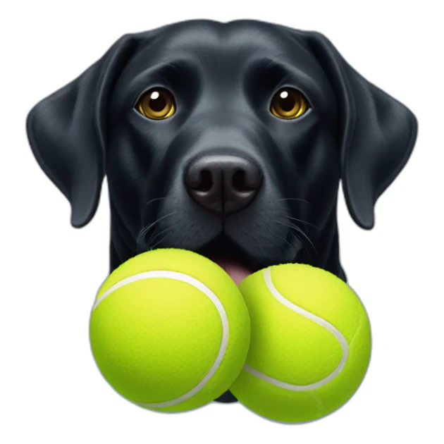 Black Labrador retriever stuffed with three tennis balls in his mouth sticker