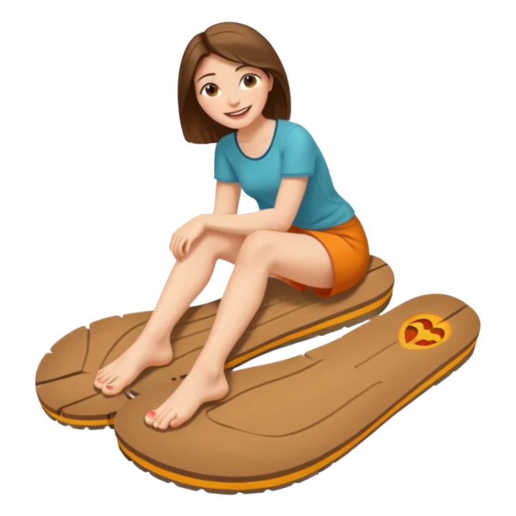 a woman sitting barefoot with one talking detailed pretty face on each sole sticker