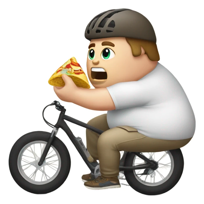 Fat white bike rider eating a burrito sticker