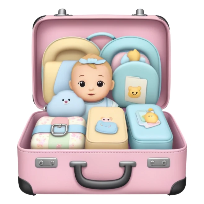 Small cute baby suitcase with baby designs, pastel colors sticker