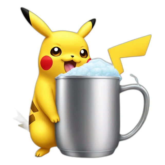 pikachu qui boi une bierre en feusen un pous sticker