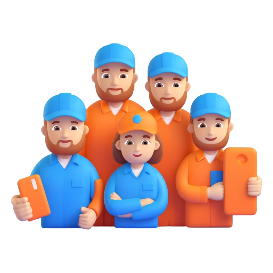 3d icon of a team, blue colors sticker