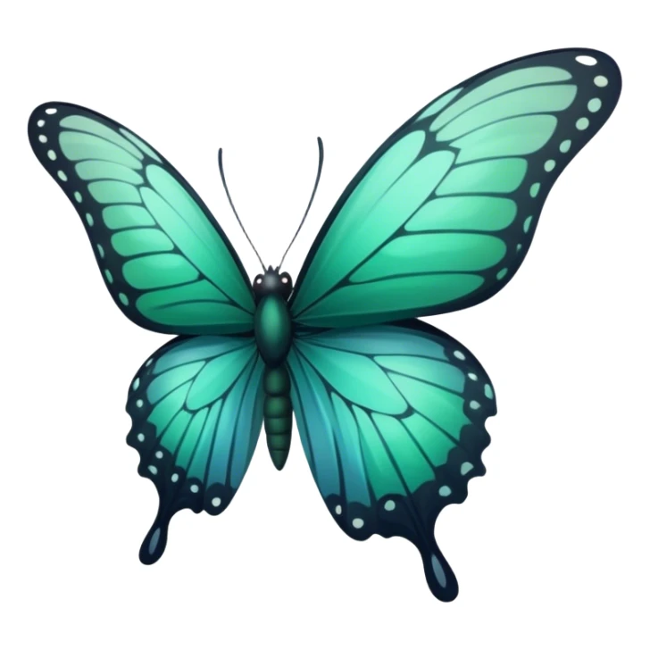 Beautiful aesthetic butterfly with dark green colors and light blue wings sticker