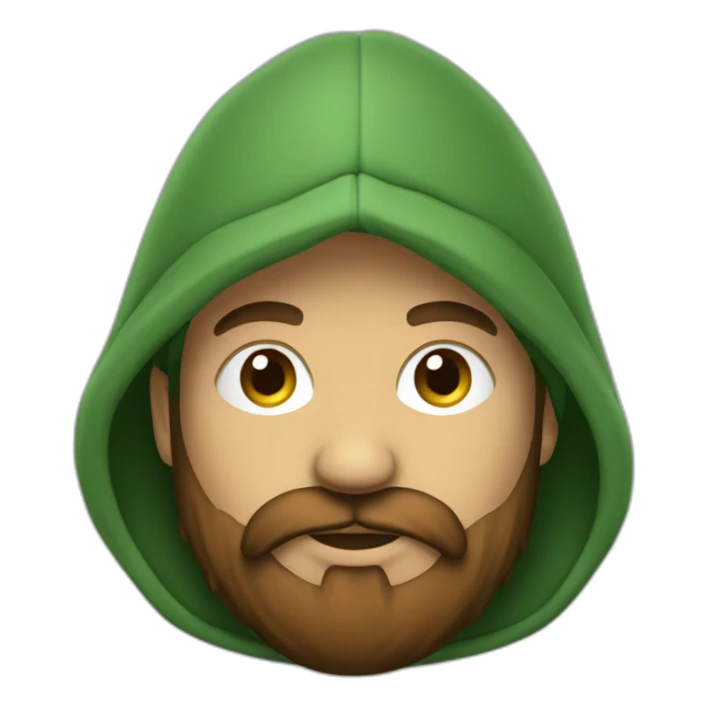 Homme brun beau avec barbe porte hoodie vert sticker