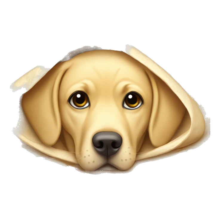 Yellow Labrador covered in a tortilla blanket like a burrito sticker